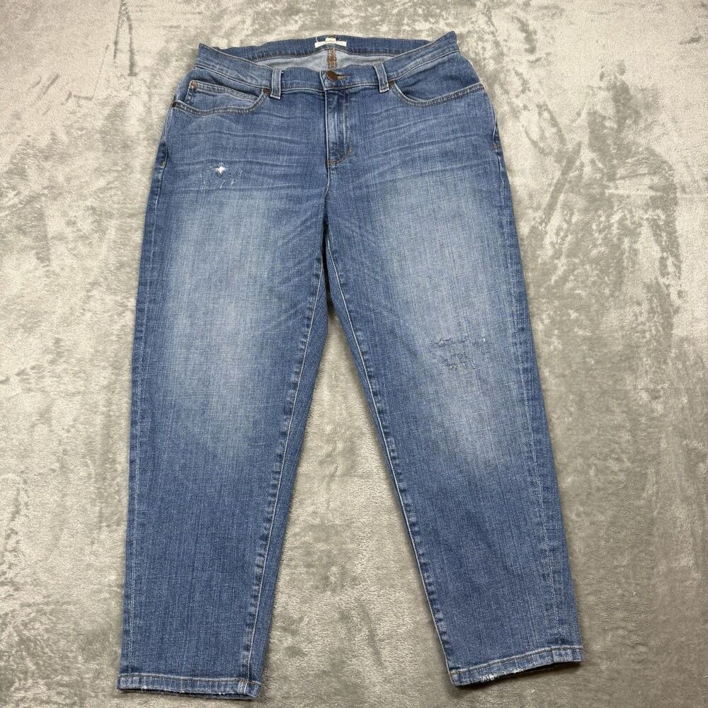 Eileen Fisher Jeans Womens 6 Organic Cotton Ankle Stretch Comfort Distressed